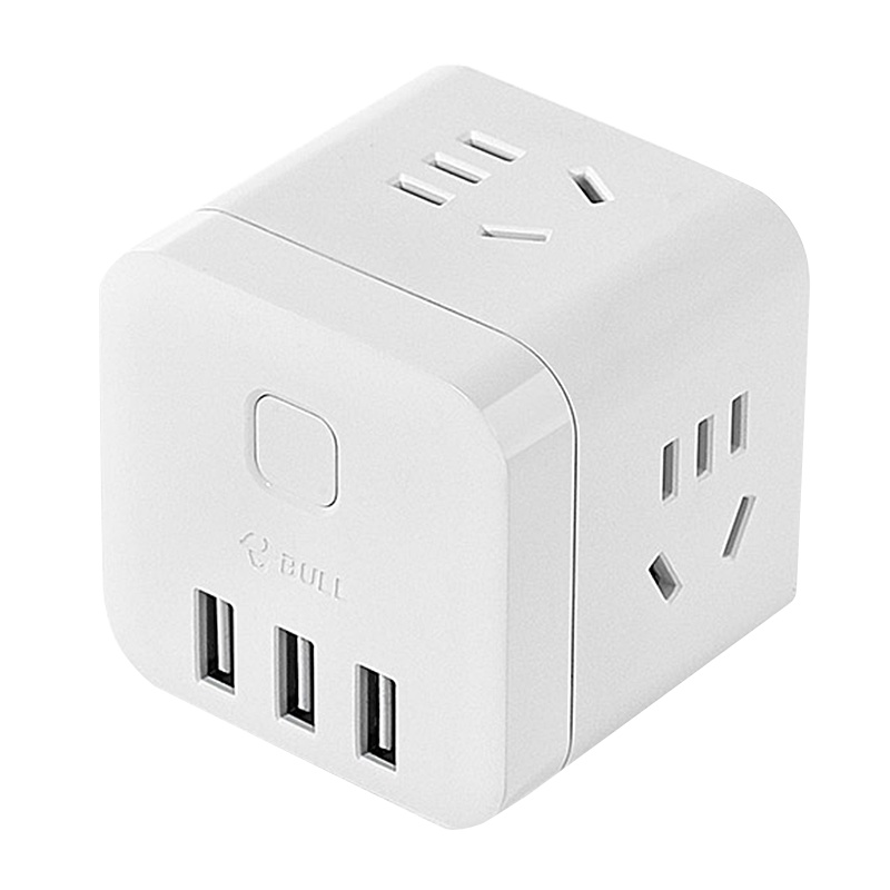 公牛(bull)新国标GN-U303UW白色魔方无线三位USB插座智能分流插座/插排/插线板/排插/接线板/拖线板 白色