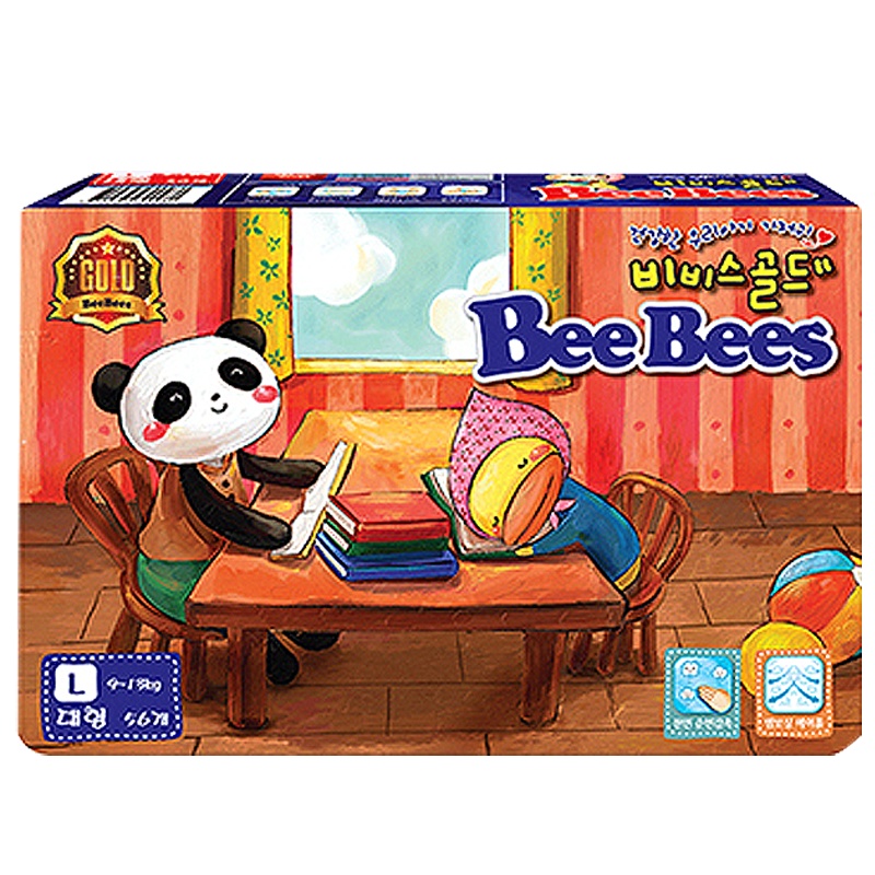 [韩国金贝柔纸尿裤]BeeBees铂金棉柔宝宝婴儿超薄透气尿不湿L码
