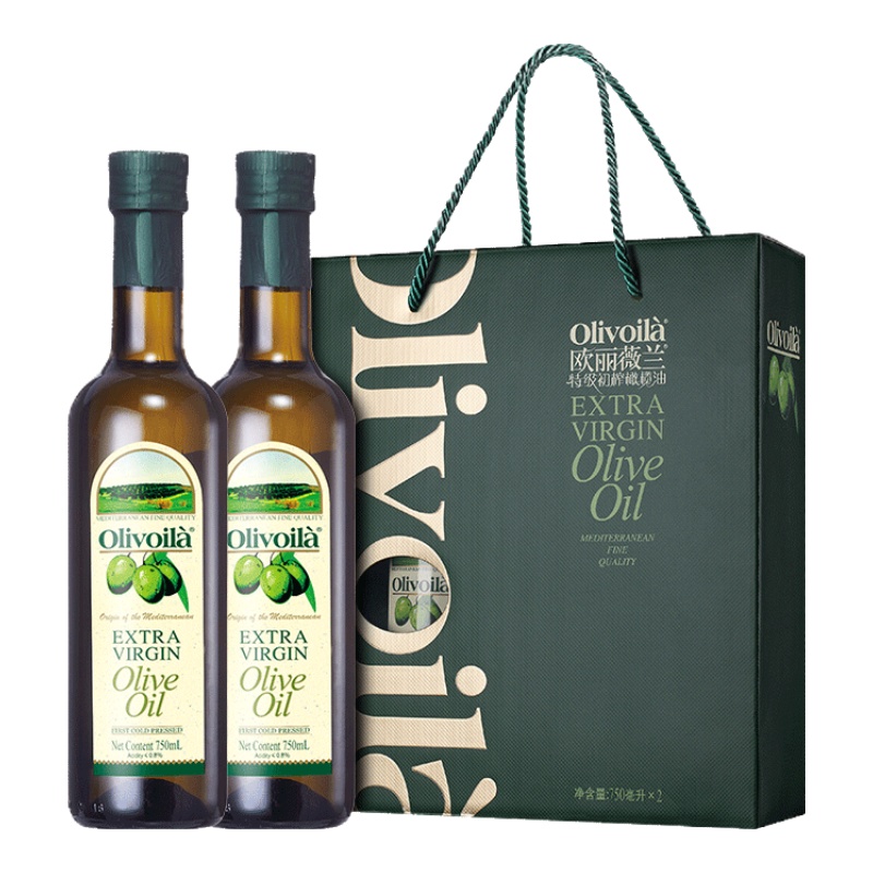 欧丽薇兰 特级初榨橄榄油750ml*2瓶礼盒装食用油送礼