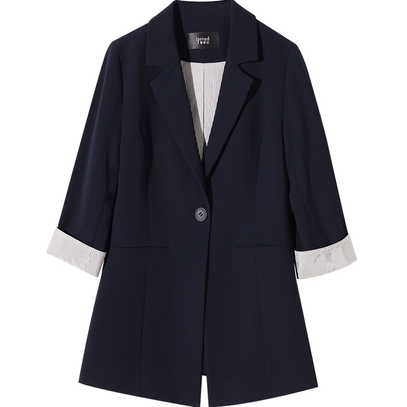 娅丽达女装2019秋季新款西装外套女修身显瘦中长款韩版休闲小西服I7505