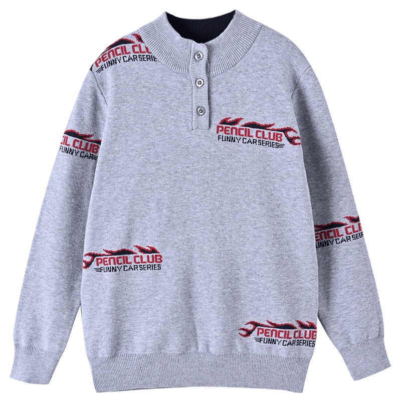 铅笔俱乐部童装2019秋冬新款男童立领毛衣中大童保暖套头衫