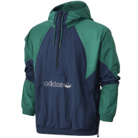 阿迪达斯三叶草男服外套撞色拼接风衣套头休闲运动服GE6238