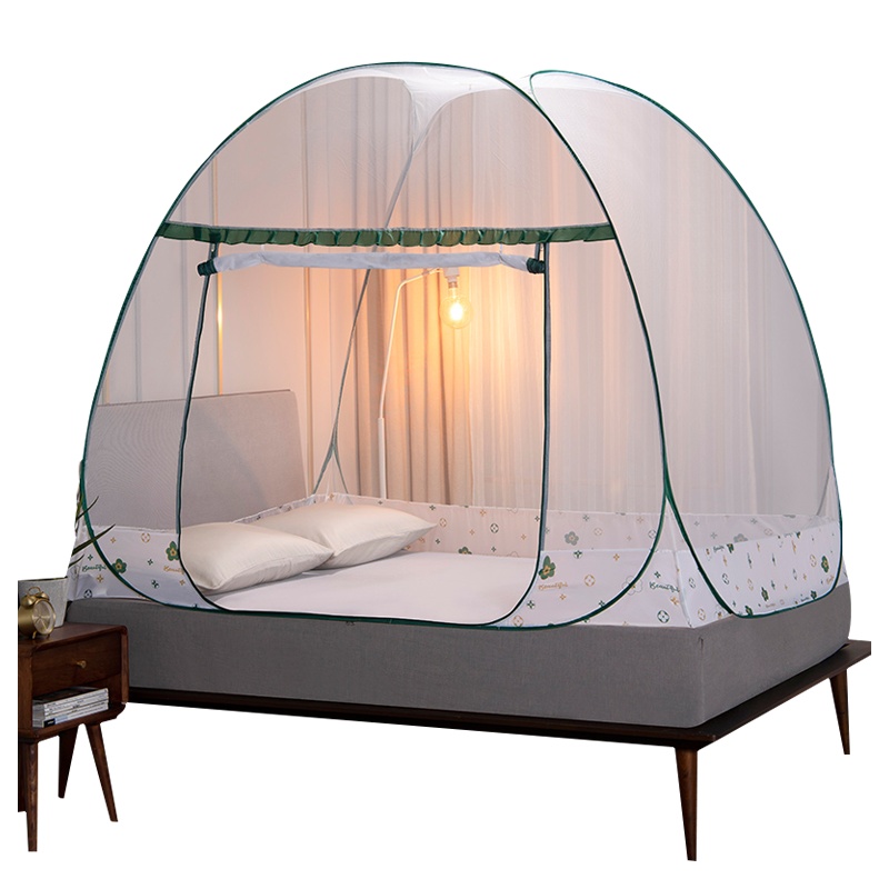曼凝家纺 蒙古包1.5m床1.8m家用2米蚊帐360度防蚊防摔支架1.2免安装拉链式帐篷