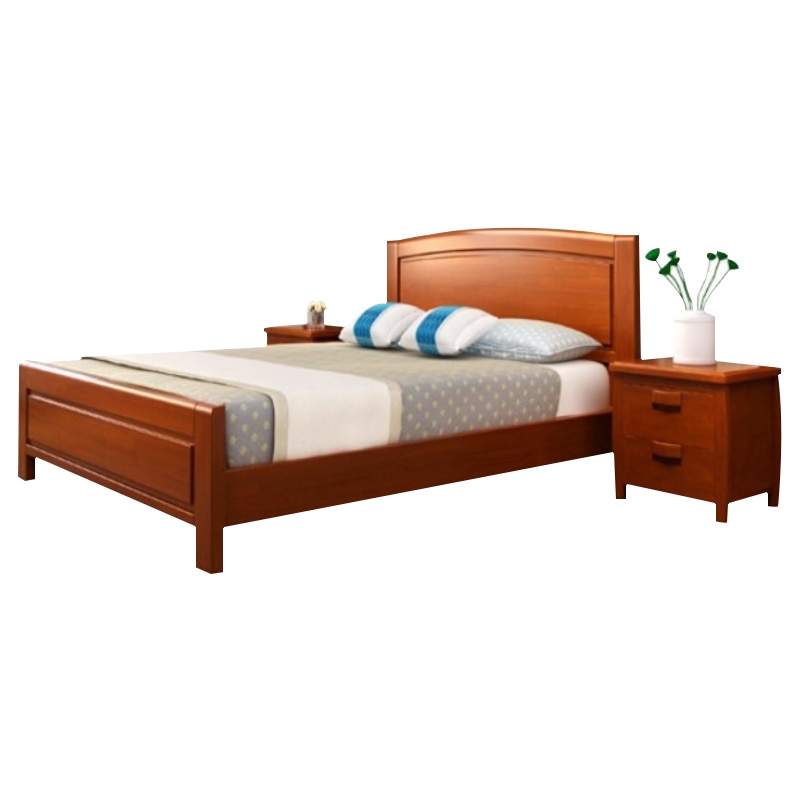 尔迈 实木床家用现代简约主卧床宿舍学校双人经济型床橡木办公床 1.5*2M双色