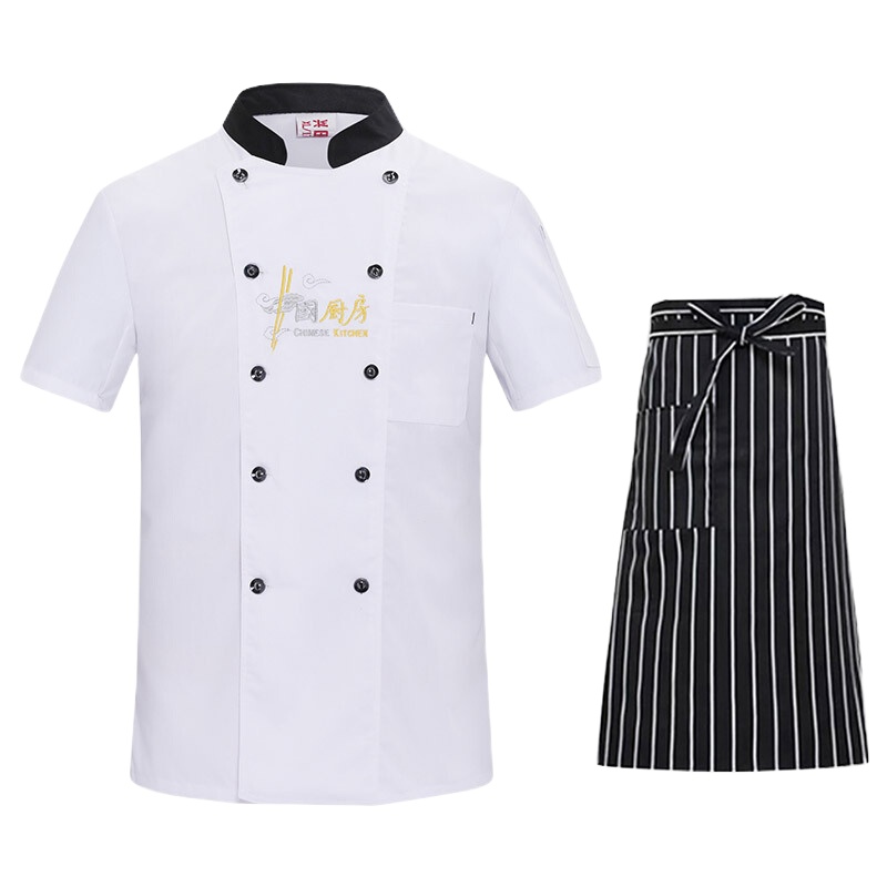 米盛厨师服 酒店食堂饭店后厨工作服男女工衣 白色短袖MS-2(尺码备注)