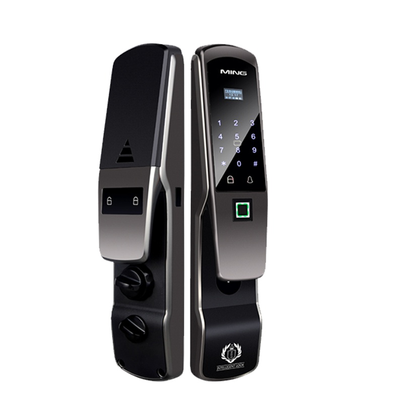 洲明翰源S9WIFI版智能锁全自动指纹锁家用防盗门磁卡电子锁密码锁远程APP 三锁舌 铜 通用型