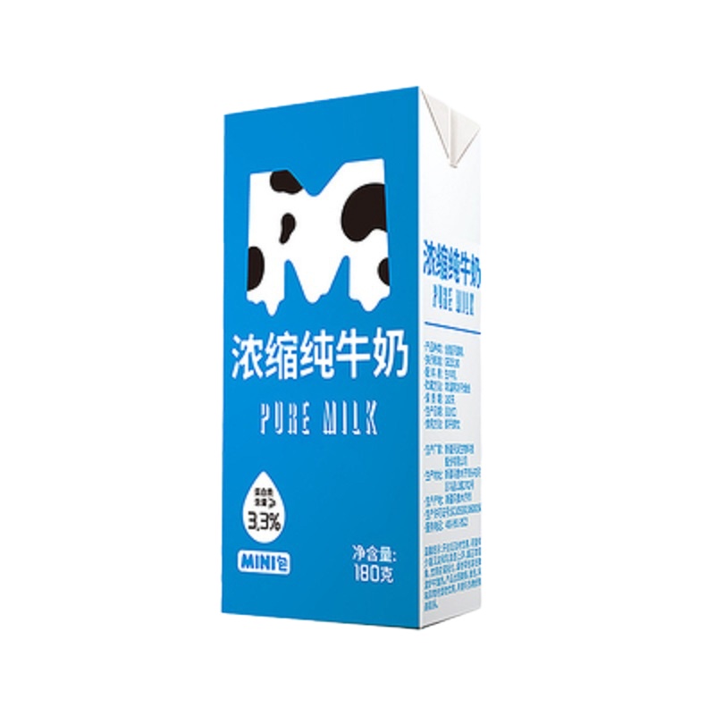 天润新疆浓缩纯牛奶M砖全脂早餐奶180g*12盒