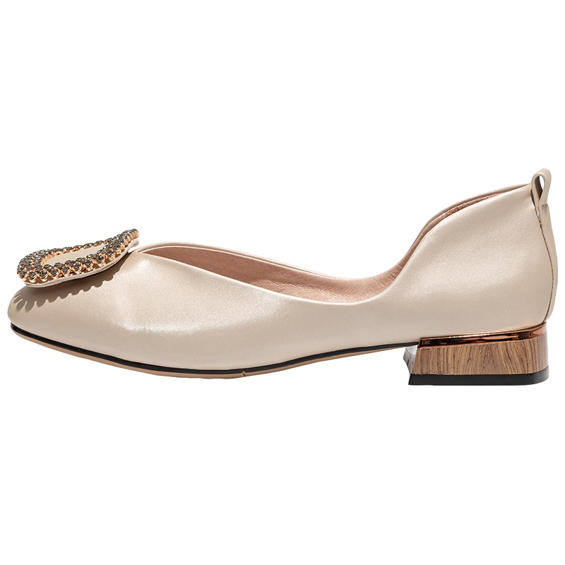 马克华菲2019秋款低跟女鞋单鞋女士单鞋低跟鞋粗跟单鞋瓢鞋女休闲鞋软底舒适女鞋