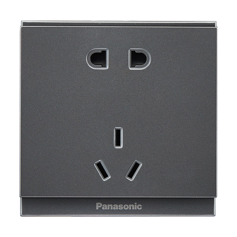 松下(Panasonic)悦皓灰色开关插座面板斜五孔USB三孔16A插座一二三开单控带led指示灯