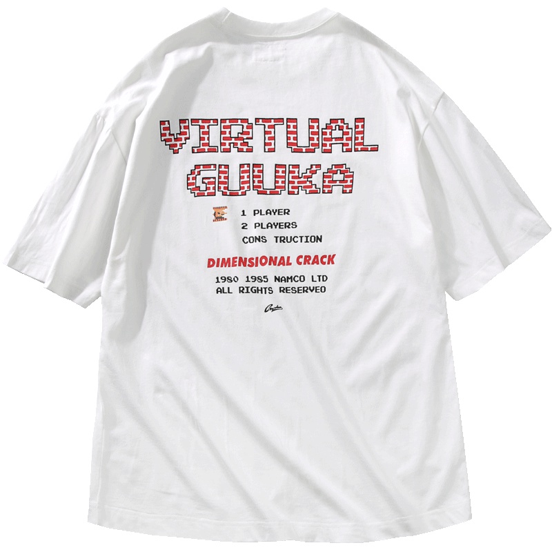 Guuka潮牌短袖T恤女纯棉嘻哈风情侣大印花白色圆领五分袖T恤宽松