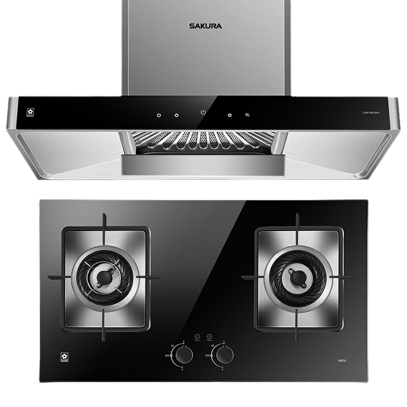 樱花(SAKURA)烟灶套餐 欧式20立方顶吸自清洗抽油烟机 定时燃气灶具 厨电烟灶套装8A01+BBZ02天然气