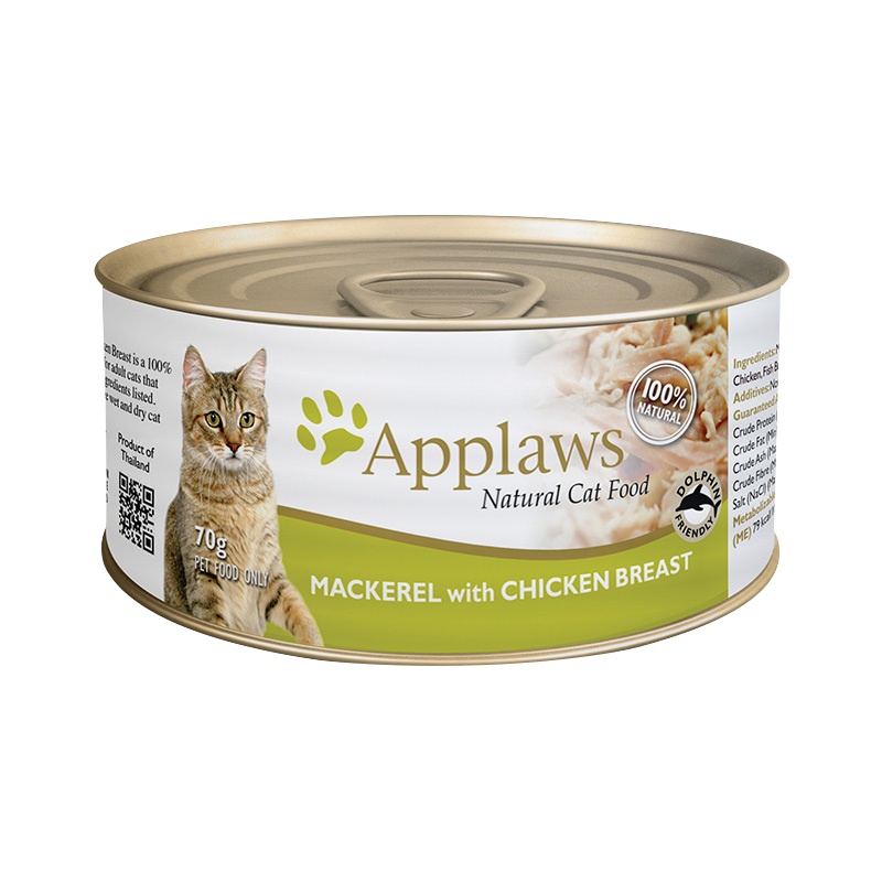 爱普士猫罐头 英国Applaws 成猫用鲭鱼鸡肉口味猫咪营养湿粮零食罐头70g