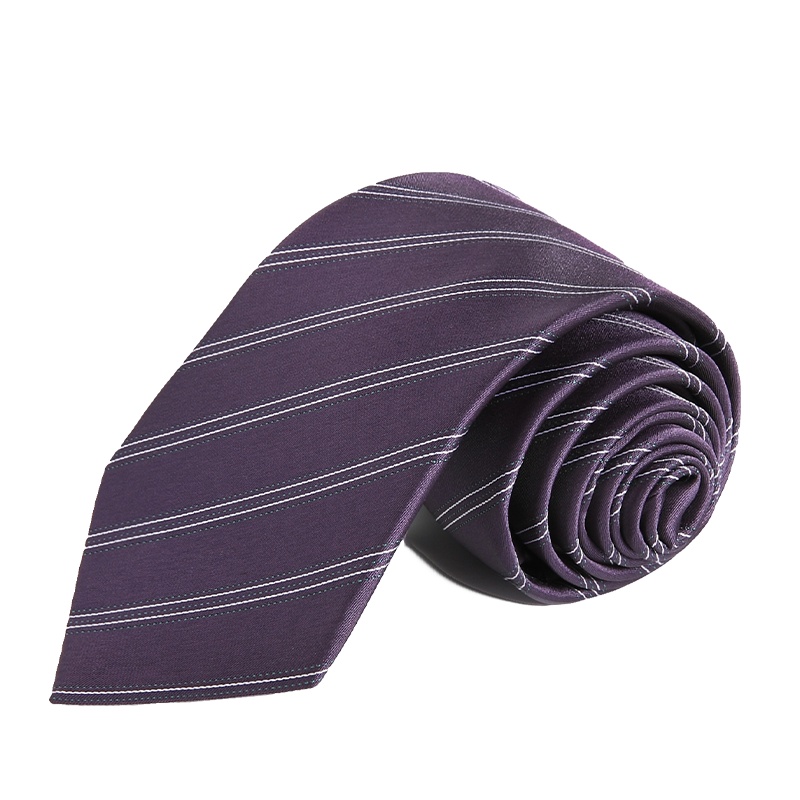 培罗蒙/baromon正装领带男士上班领带气质商务紫色条纹手打领带男士高档商务窄领带培羅蒙ELD7128