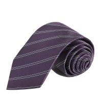 培罗蒙/baromon正装领带男士上班领带气质商务紫色条纹手打领带男士高档商务窄领带培羅蒙ELD7128