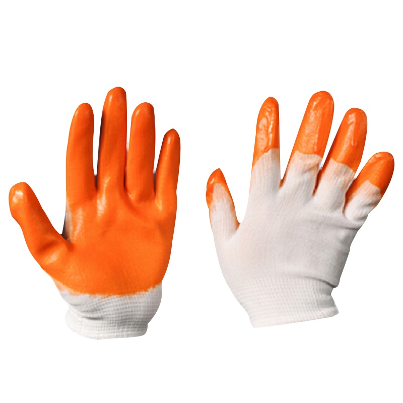 誉丰YL-5105白纱橙胶小半挂PVC涂层手套
