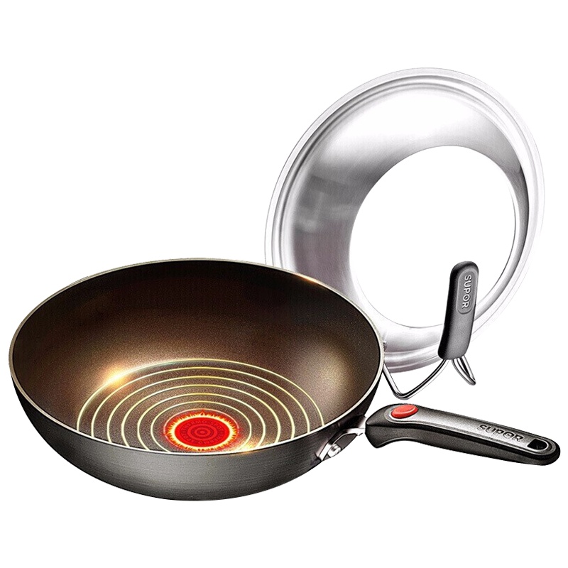 苏泊尔(SUPOR)火红点炒锅 30cm家用无油烟不粘锅多功能炒菜锅电磁炉燃气灶适用EC30RP03