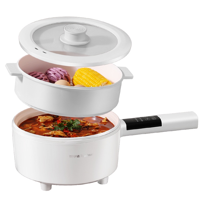 荣事达(Royalstar)多功能电煮锅宿舍学生锅智能迷你电锅长柄煎烤大功率电热火锅煮面家用 升级带蒸笼 DZG25A