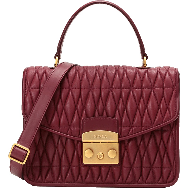 FURLA 芙拉 女士METROPOLIS系列皮革褶皱手提单肩斜挎包 B BUO5 2Q0