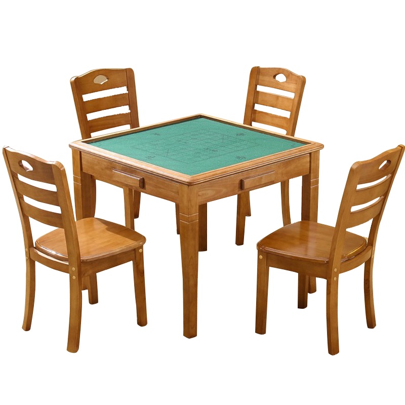 瑞丰杰-实木棋牌桌椅餐桌两用麻将桌折叠正方形桌椅ZY04
