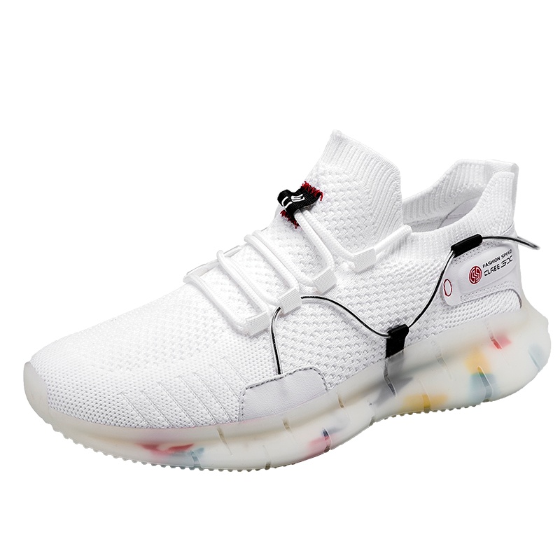 沃特一脚蹬爆米花跑步鞋男软底轻便踩屎感袜子鞋网运动鞋潮流个性