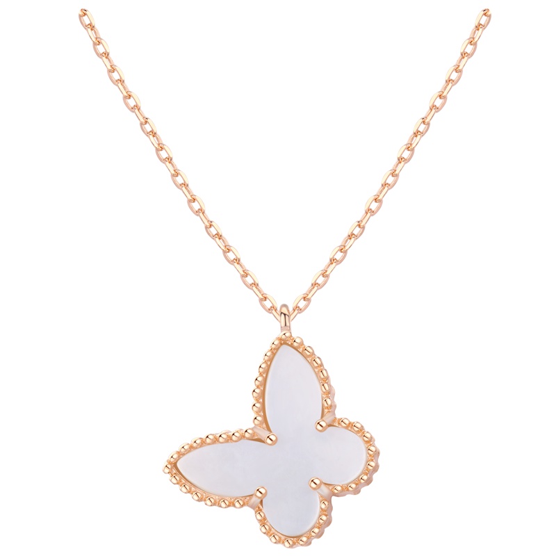 佰色传情BRIR S925纯银项链白贝壳蝴蝶时尚气质