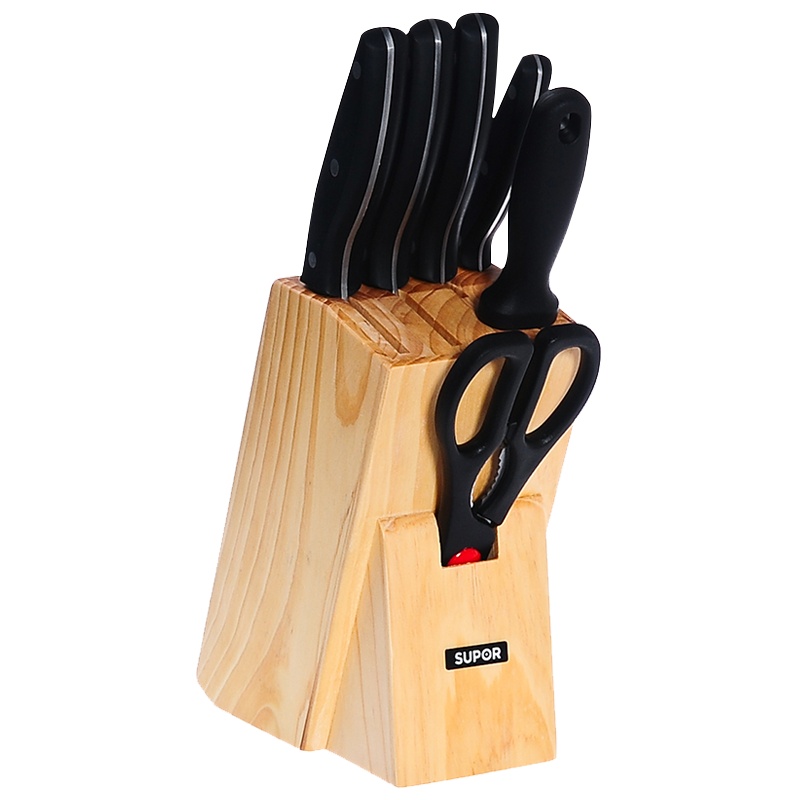 苏泊尔(SUPOR)刀具游刃系列Ⅰ七件套 刀具套装菜刀水果刀剪刀切片刀削皮刀多功能不锈钢套刀 T1309E