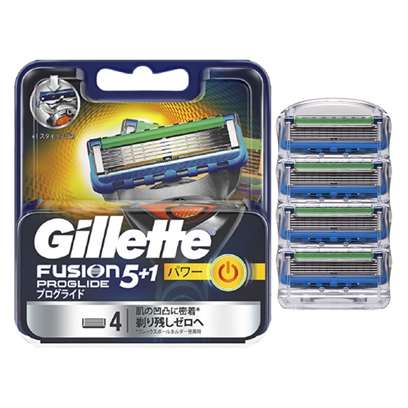 GILLETTE吉列 锋隐5致护冰酷 5+1层刀片 手动剃须刀刮胡刀 蓝色替换刀头 4个装