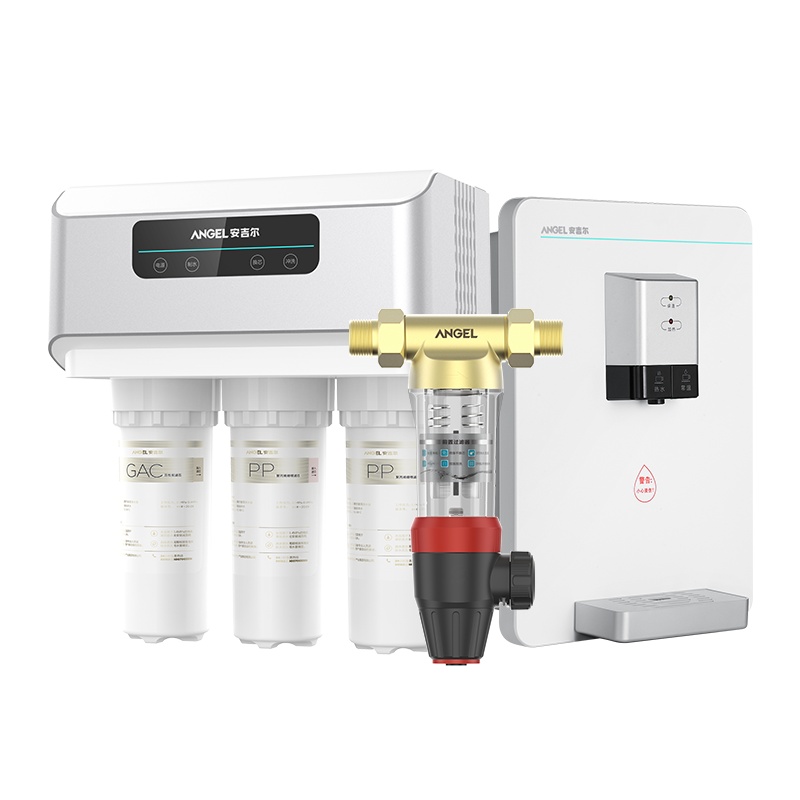安吉尔(ANGEL)全屋净水套餐家用直饮净水器V3Plus+前置过滤器2714+管线机Y2616 厨下式无桶反渗透净水机