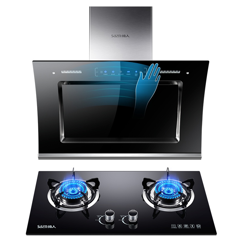 帅人(sazn)油烟机燃气灶套餐体感欧式烟机侧吸烟灶套装脱排式烟机大火力燃气灶套餐Y57+706S天然气自行安装款