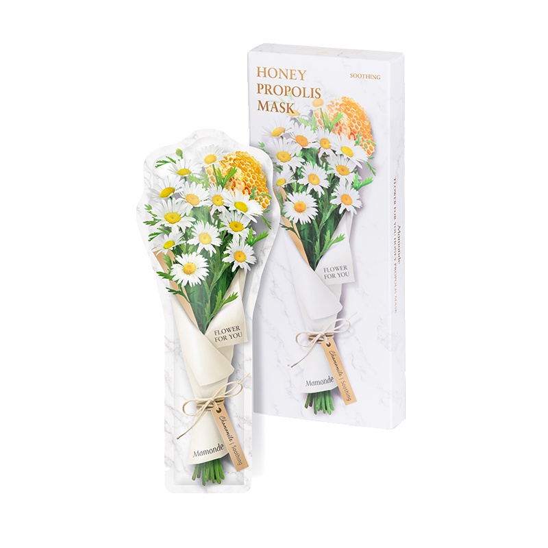 梦妆(Mamonde)花语蜜意蜂胶洋甘菊舒缓修护面膜 25ml*5EA 提亮肤色 舒缓水润 鲜花蜜成分