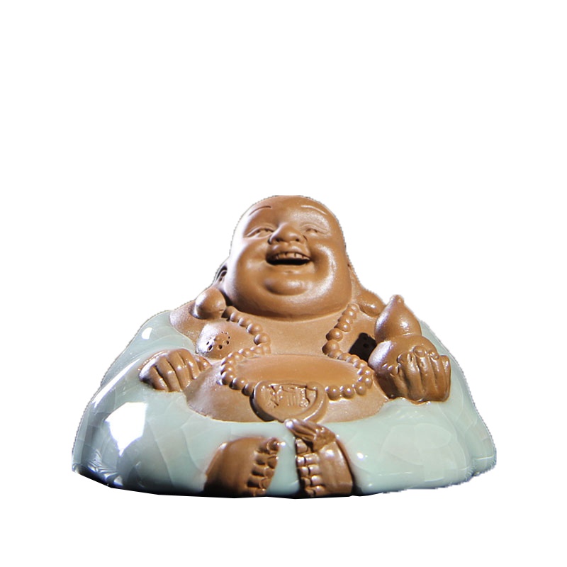 唐宏坊 茶宠摆件茶宠可养开片功夫茶具茶道茶玩茶盘配件茶台摆件茶趣 笑口常开款式二