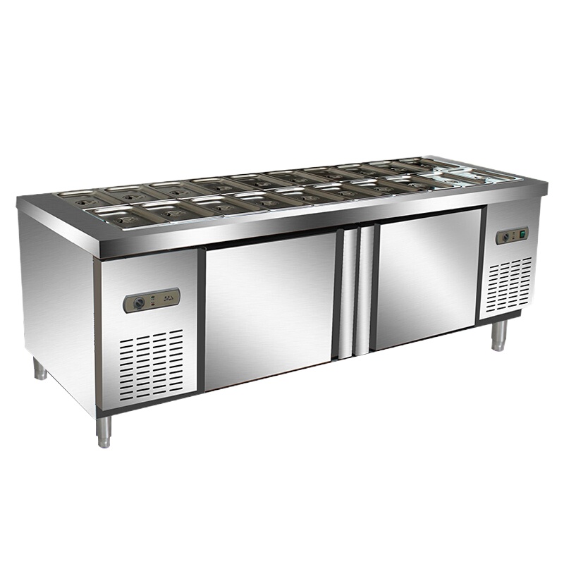 希冷(XILEN)开槽沙拉台冷藏小菜冰箱保鲜工作台披萨水果捞凉菜冰柜商用麻辣烫火锅调料操作台 常规款全冷藏 1.8米