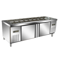 希冷(XILEN)开槽沙拉台冷藏小菜冰箱保鲜工作台披萨水果捞凉菜冰柜商用麻辣烫火锅调料操作台 常规款全冷藏 1.8米