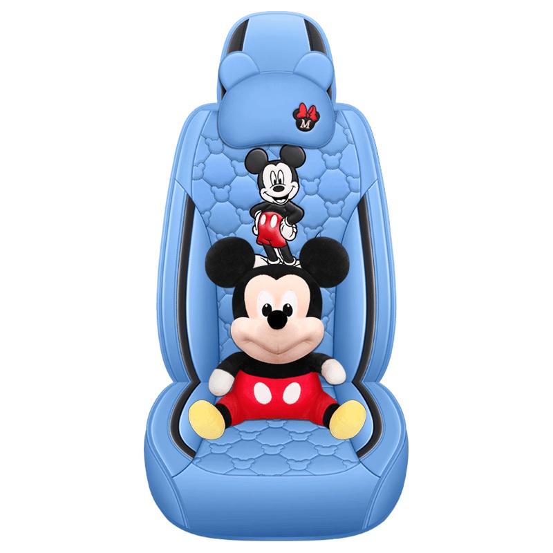 四季通用卡通米奇汽车坐垫大众朗逸迈腾速腾高尔夫捷达桑塔纳宝来POLO途岳帕萨特探岳凌渡途观女生米老鼠全包围皮革座垫套冬季
