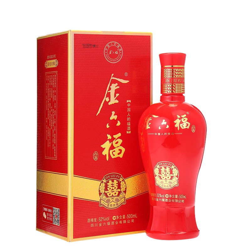 金六福 喜结良缘 52度 500ml 瓶装白酒 高度白酒