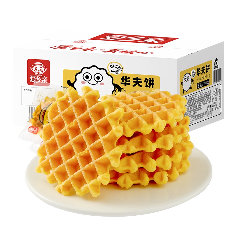 爱乡亲黄油华夫饼2000g手撕面包早餐整箱代餐食品零食充饥夜宵