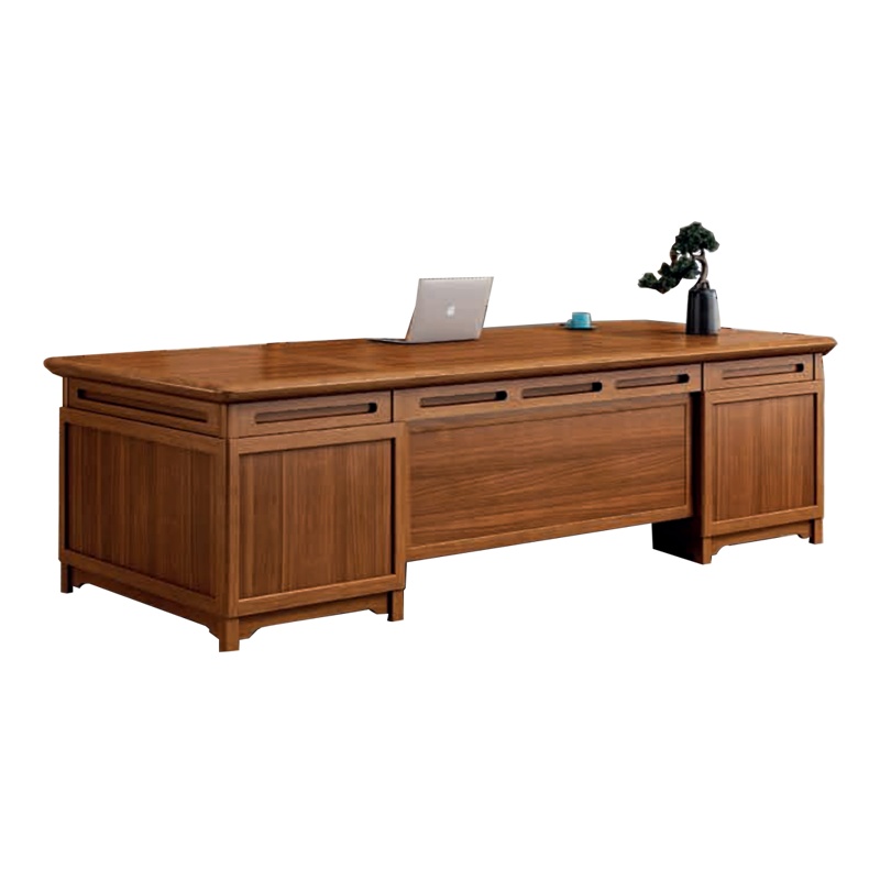 钜晟 办公桌新中式2.8米胡桃实木董事长办公桌大班台JS-GLZB-2809