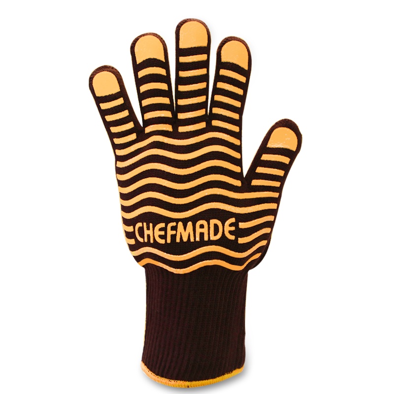 学厨 烘焙手套 五指耐高温硅胶防滑防烫加厚烤箱微波炉隔热小蜜蜂手套单只 WK9445