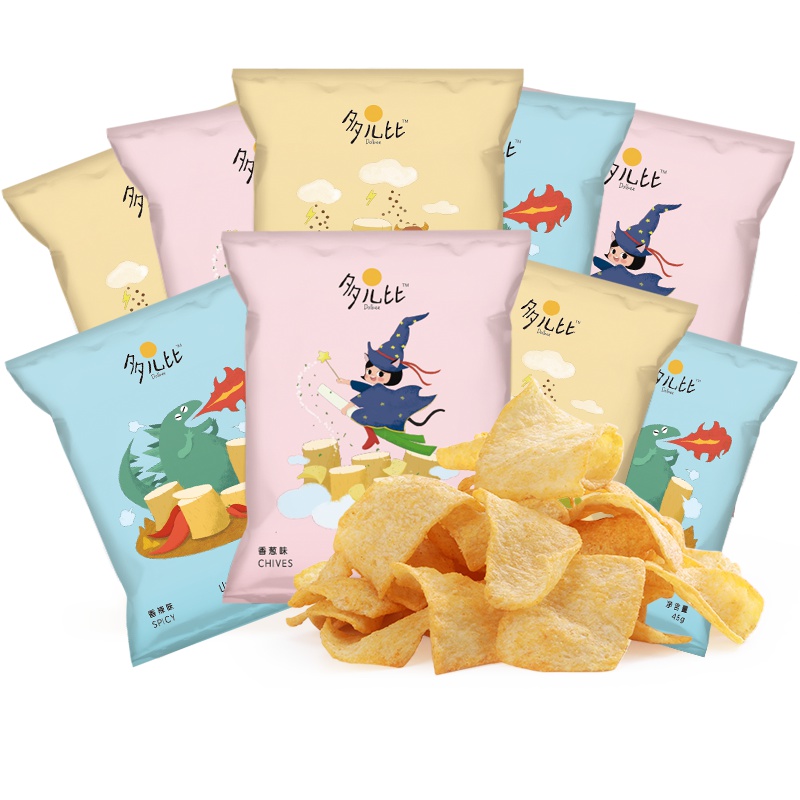 多儿比山药脆片薯片混合口味组合405g大礼包休闲零食膨化食品