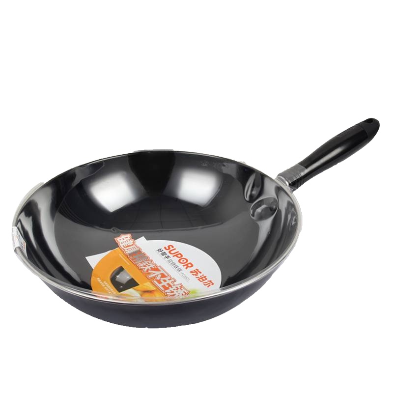 苏泊尔(SUPOR)炒锅 搪瓷锅防锈铁锅圆底32CM家用无涂层 炒菜锅老式铁锅燃气煤气灶适用锅具FC32C1
