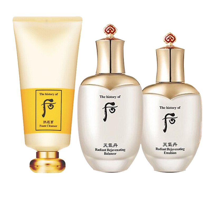 韩国Whoo后 天气丹华泫津率享拱辰享气津水妍雪玉凝洗面奶水乳面霜精华护肤套装 天气丹水150+乳液110+洗面奶180