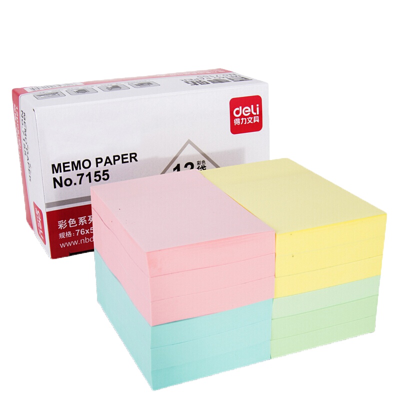 得力(deli)7155彩色百事贴 黄/粉/绿/蓝 单本装(起订量不足12本不发货)