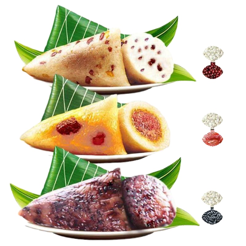 粽子[6只*140克甜粽子]端午蛋黄肉粽 蜜枣甜粽早餐零食 蜜枣 黑米 红豆甜粽组合6只装