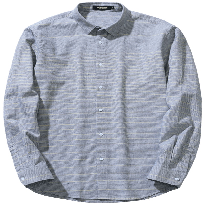 千纸鹤男士纯棉休闲衬衫青年时尚纯色商务寸衣2019春秋款男装上衣10136