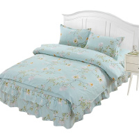 北极绒(Bejirog)家纺 芦荟棉活性印花韩版花边床裙款单人三件套双人四件套1.2/1.5/1.8床床品套装
