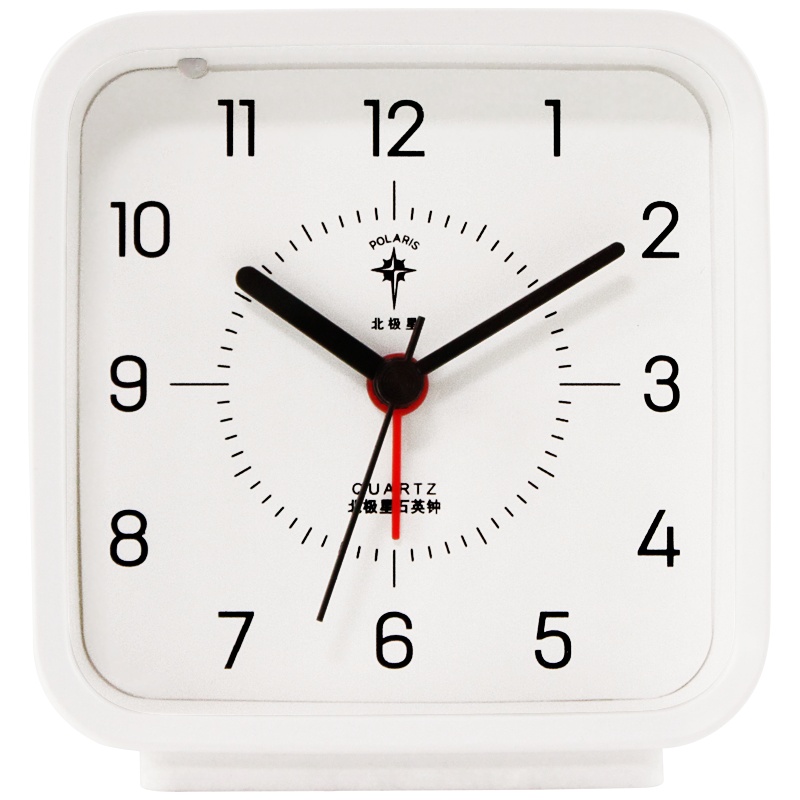 北极星(POLARIS)北欧小闹钟简约创意夜灯电子时钟卧室床头方形台钟学生专用小闹表客厅办公钟表