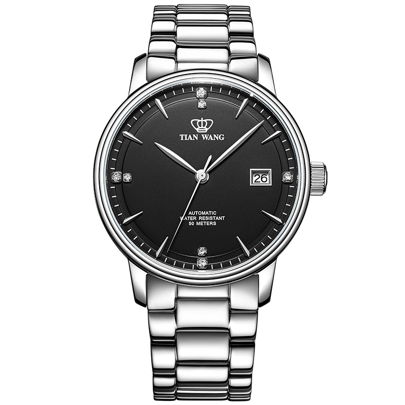 天王表(TIANWANG)手表 昆仑系列时尚商务简约男表精致钢带机械男士手表GS51003