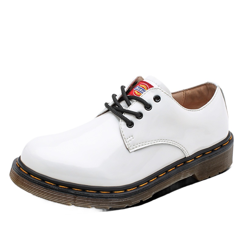 Dickies女鞋秋冬新款大头皮鞋女低帮休闲圆头潮鞋子白色真皮单鞋193W50LXS8F