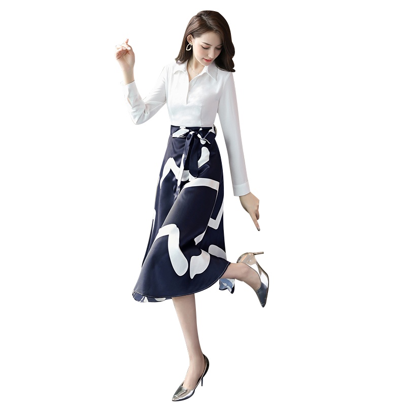 丝柏舍秋装女2020时尚通勤显瘦中长款假两件连衣裙S91R0255L