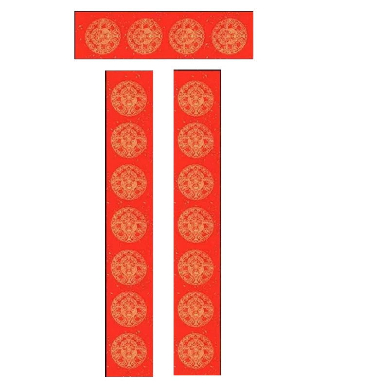 蜡染对联红纸春联纸加厚带横批斗方 17*104cm 年年有余(5副装)